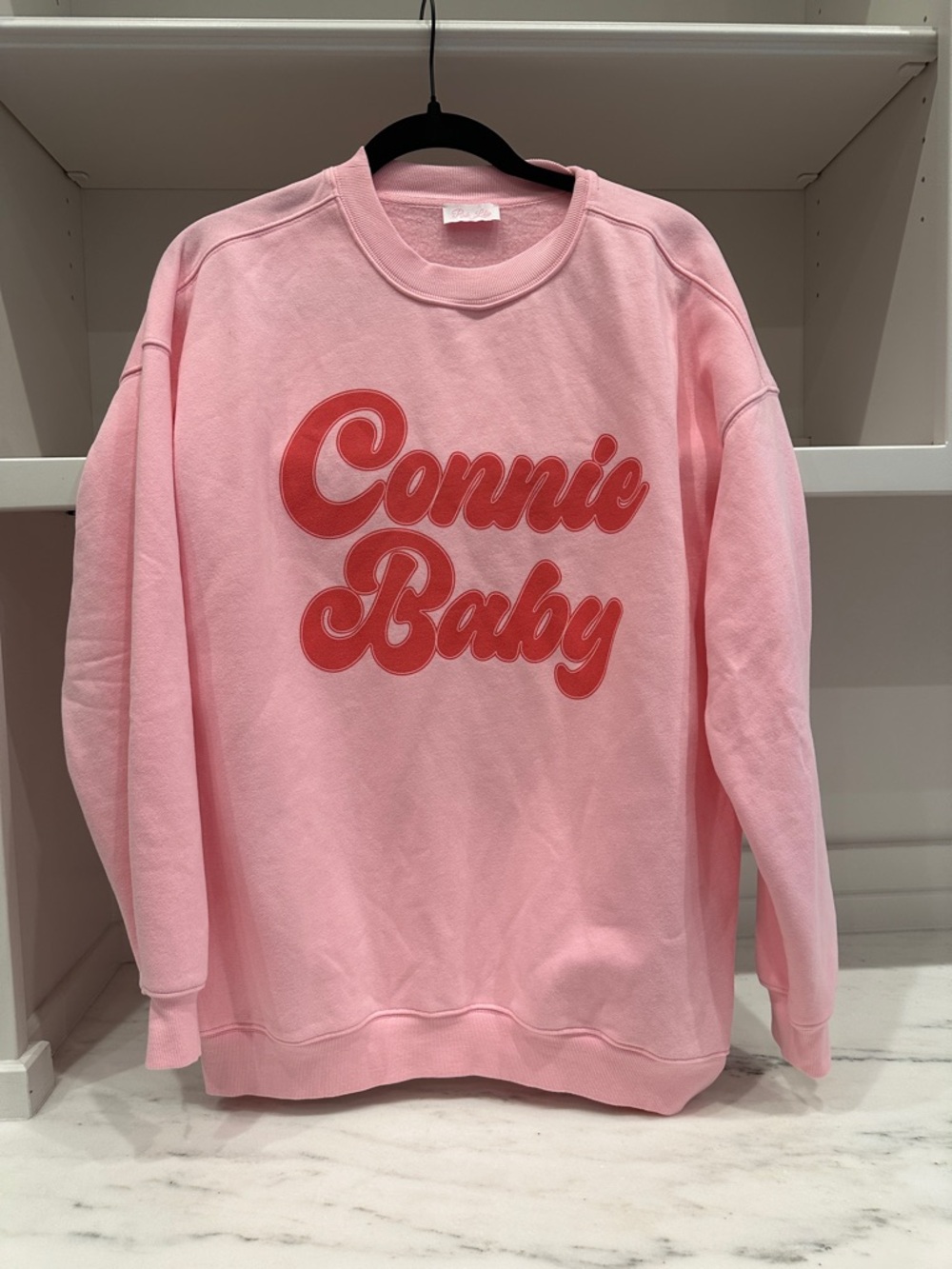 Pink Lily size small Connie Baby Pink & Red Graphic Crewneck sweatshirt.Like new